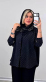 شومیز مانتویی فول نگین زنانه