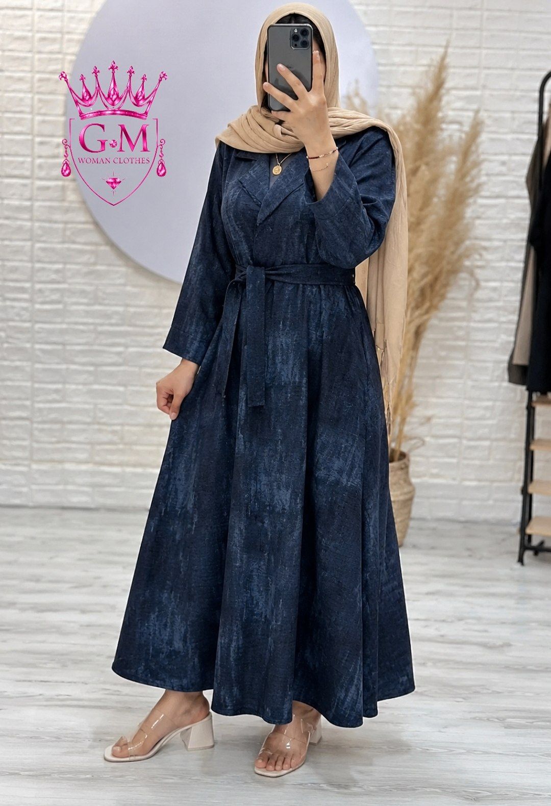 کفتان کمربند دار گازوئیلی طوسی پررنگ